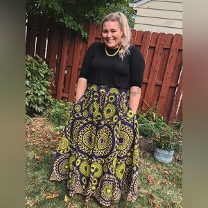 African Royal Maxi Skirt with Pockets